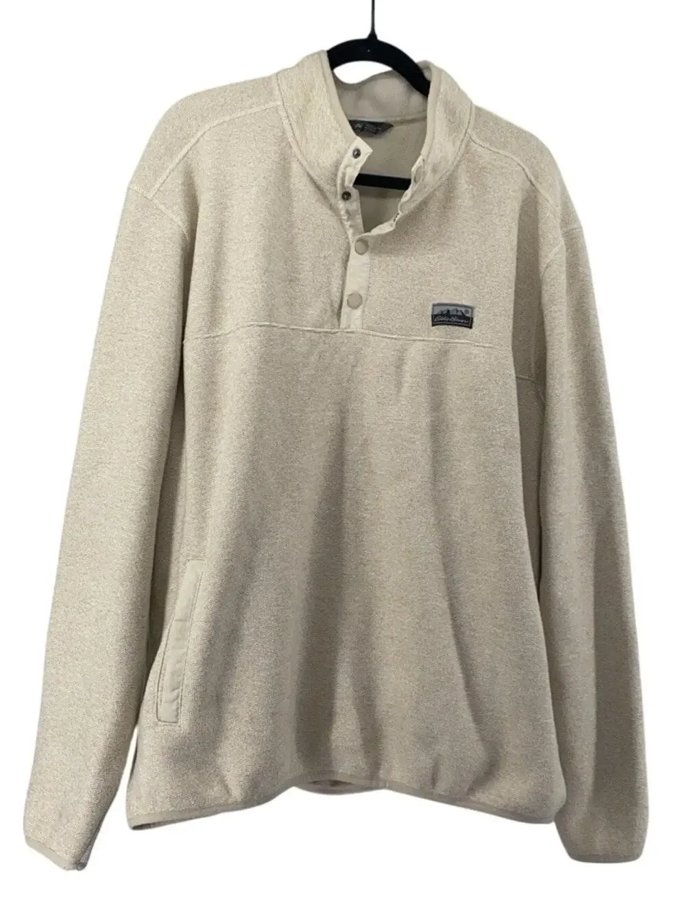 Eddie Bauer 2XL XXL Henley Button Pullover Sweater 1/4 Snap